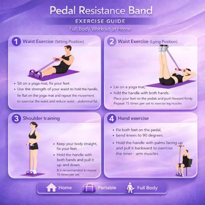Resistance Bands with Handles, 6-Tube Foot Pedal, Natural Rubber Ankle Puller for Sit-ups & Full Body, Portable Home Gym Strength for Legs, Arms.