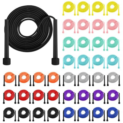Aodaer PVC Skipping Rope Adjustable Jump Rope for Kids Multicolor Jump Rope Bulk with Plastic Handles Lightweight for Outdoor Fitness Exercise and Weight Loss, Training and Racing