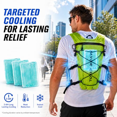 Cooling Hydration Vest with 2L BPA-Free Water Bladder, Running Vest with 3 Removable Cooling Packs, Lightweight Outdoor Pack for Hot Weather, Hiking, Cycling, Training - color: Green