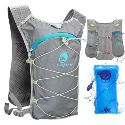 Ouplea Small Running Hydration Backpack Hydro Vest with 2L Water Bladder - color: Grey