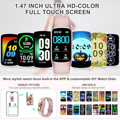 Fitness Tracker with 24/7 Heart Rate Blood Oxygen Sleep Tracking, IP68 Waterproof Activity Tracker, Calories Step Counter Smart Watches Pedometer for Women - color: Pink