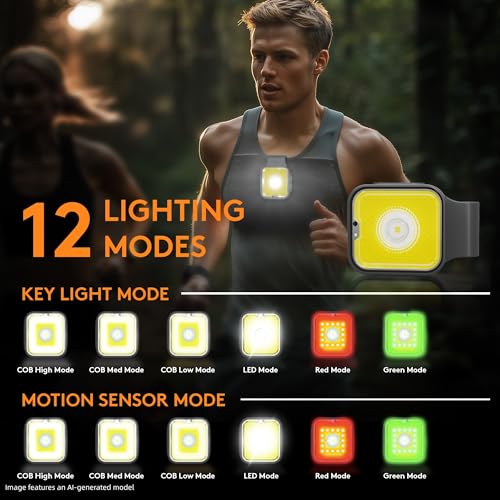 Yls Running Lights for Runners, Rechargeable Clip on Light with 12 Lighting Modes, LED Night Safety-Light for Walking, Camping, Hiking, Jogging, Outdoor Adventure, Red - color: Garnet Red
