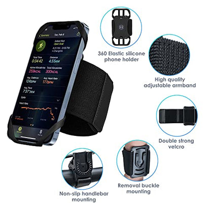 Cikyner 3 in 1 Running Armband, 360° Rotatable & Detachable Sports Armband - color: G4Black