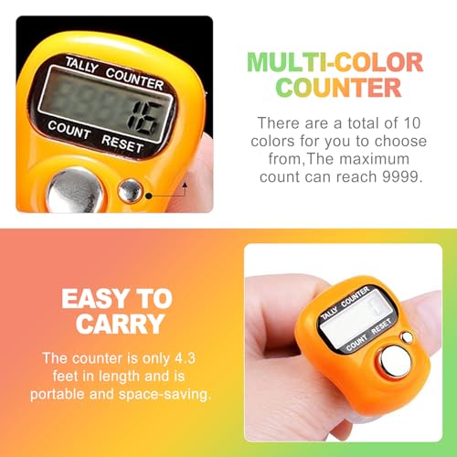 ZukoCert 10-Pack Digital Finger Clicker Counter, Handheld Tally Clicker for Counting, Lap Counter, Pitch Counter, Crochet Row Counter for Knitting, Classroom & People Counting