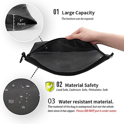 pack all 3 Pcs Water-Resistant Zipper Pouch, Mesh Zipper Bag - color: Black, size: Set