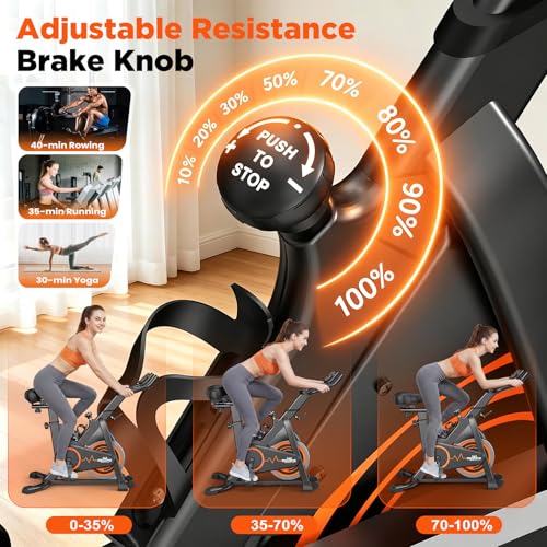 RELIFE REBUILD YOUR LIFE Exercise Bike, Friction Stationary Bike for Home - color: Black-02