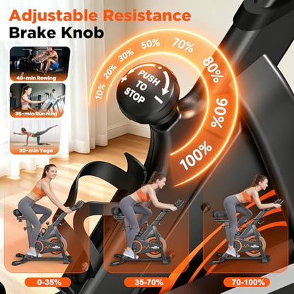 RELIFE REBUILD YOUR LIFE Exercise Bike, Friction Stationary Bike for Home - color: Black-02