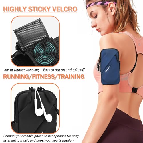 Cell Phone Armband Wrist Bag, Universal Fit, Water Resistant, Breathable, Phone Holder for Running Cycling Climbing Hiking Gym,Fits The Arm, Firm and Does Not Slide (Blue) - color: Blue