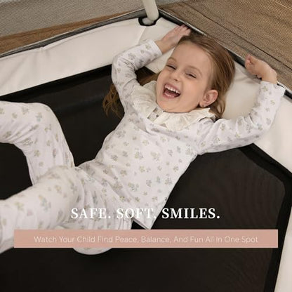LUSK 60'' Kids Trampoline, Indoor Toddler Trampoline with Safety Net, 500lb Capacity, Safe No-Gap Design & Kid-Friendly Materials, Gifts for Boys & Girls - color: Nude Pink