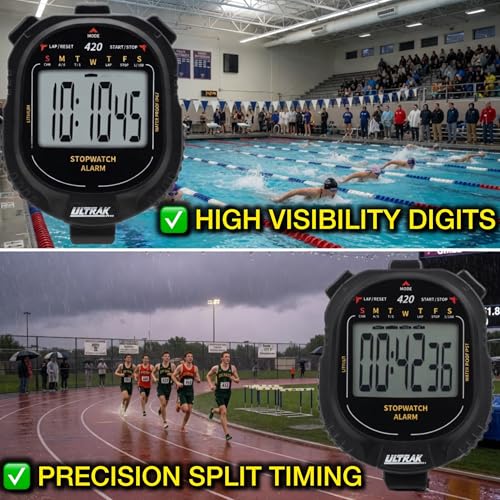 ULTRAK 420 Waterproof Stopwatch for Swim Training - Cumulative Split Timer