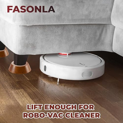 Bed Risers, Furniture Risers (Set of 8-Height 1") Can be Adjusted to 2'' 3''or 4'', Lifts Furniture Risers, Solid Natural Wood Risers, Non-Slip Recessed Hole (Light Brown Color) - color: Light Brown Color