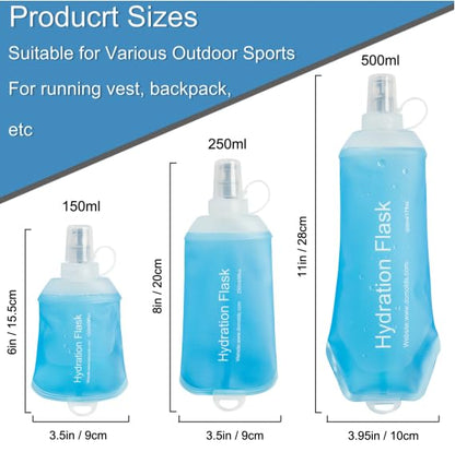 CLINTT 150ml Soft Flask, Foldable Running Water Bottle, TPU Folding Soft Water Flask, BPA-Free Collapsible Flask for Hydration Pack Running Vest, Cycling, Climbing, Hiking - 2Pcs, Blue - color: 2pcs,150ml blue
