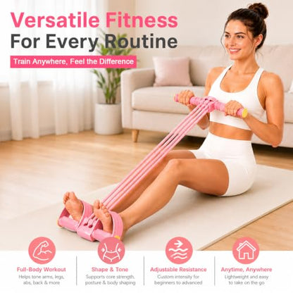 Adjustable 6-Tube Pedal Resistance Band with Handle, Detachable Natural Rubber Foot Pedal Resistance Band for Full Body Home Workout, Abdomen Waist Arm Leg Training and Fitness Gift