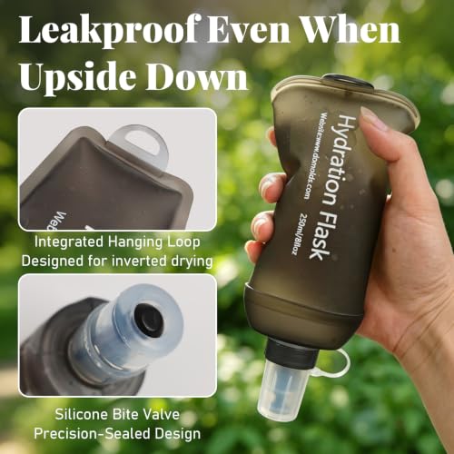 150ML Soft Flask, TPU Collapsible Soft Water Bottle for Hydration Pack, Running Vest, Leak-Proof Folding Water Bottle for Hiking Cycling Climbing Jogging- 1Pcs, Grey - color: 150ML Grey