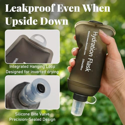 150ML Soft Flask, TPU Collapsible Soft Water Bottle for Hydration Pack, Running Vest, Leak-Proof Folding Water Bottle for Hiking Cycling Climbing Jogging- 1Pcs, Grey - color: 150ML Grey