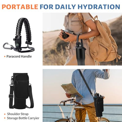 32oz Insulated Water Bottle with Carrier Bag, Fit Car Cup Holder Travel Mug - color: Shadow, size: 32 Ounces