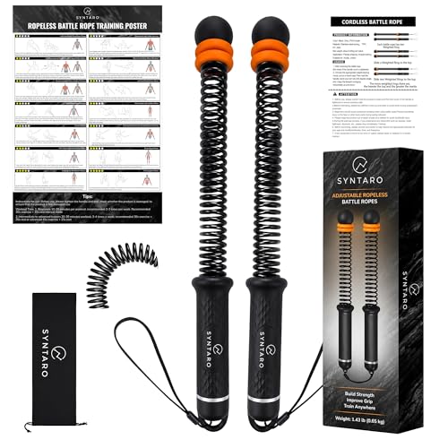 Ropeless Fitness Ropes for Home Gym, Cordless Training Ropes with Weighted Rings, Adjustable Strength Workout Equipment for Cardio Exercise