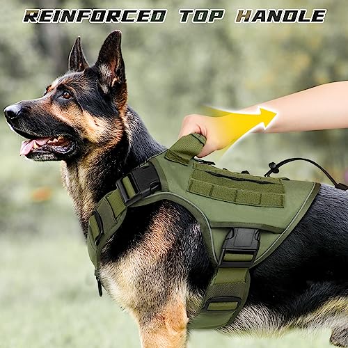 WINGOIN Green Tactical Dog Harness for Extra Large Dogs,No Pull Dog Harness - color: Green, size: XX-Large: 110-160 lbs (Chest:36-43",Neck:26-37")