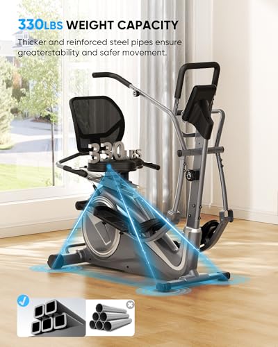 THERUN Recumbent Elliptical Exercise Machine, Quiet Stationary Exercise Bike for Home, 15.8" Stride Elliptical Training Machines w/Arm Leg Exercisers, 8-Level Resistance, Adjustable Seat