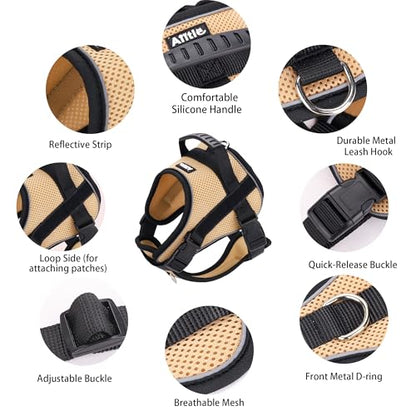 AIITLE No-Pull Dog Harness Reflective Mesh Vest Adjustable, Khaki M - color: Khaki, size: M