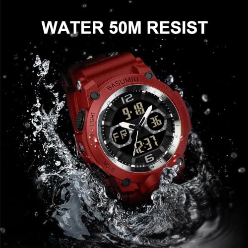 Military Digital Watches for Men Waterproof Work Mens Watch Sports - color: H-Red2