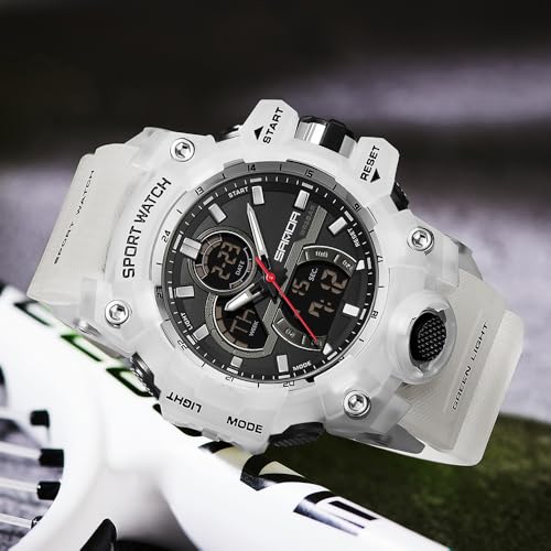FANMIS Men Sports Outdoor Watch Analog Digital Multifunctional Black Watch - color: Z White