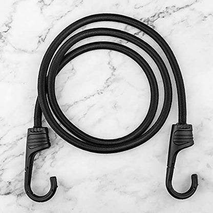 ZHOUBIN 48 Inch Black Bungee Cords with Hooks Heavy Duty, 2 Pcs - size: 48"