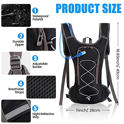 Wesiti 2 Pack Water Backpack Pack with 2L Hydration Bladder, Black, Blue - color: Black, Blue