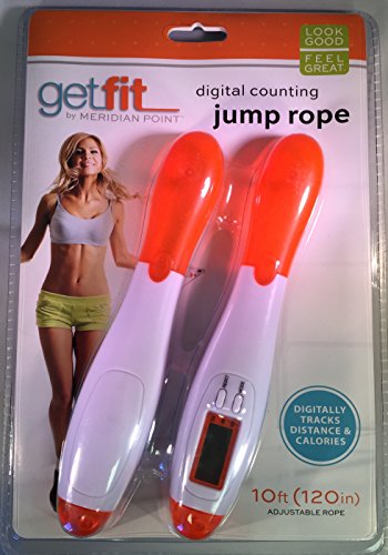 Get Fit 10' Digital Counting Jump Rope - Look Good Feel Great - Digitally Tracks Distance & Calories - Assorted Colors