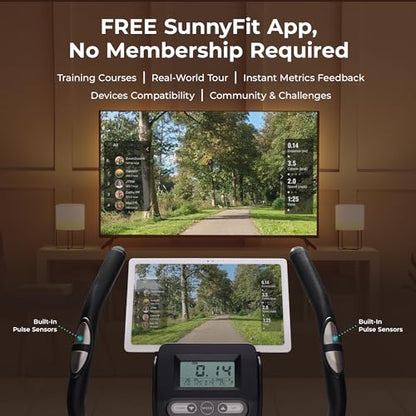Sunny Health & Fitness Smart Magnetic Upright Exercise Bike for Home Cardio - color: Black