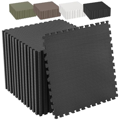 1/2" Thick 24 Pcs 96 Sq Ft EVA Foam Puzzle Exercise Mats, High-Density Interlocking Foam Floor Tiles for Home Gym, Gym Mat for Workout Equipment & Direct Exercise, Floor Padding for Kids - color: Black, size: 96 Sq Ft (24 Tiles)