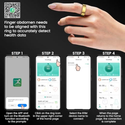 Smart Ring Fitness Tracker, Sleep & Health Monitoring Ring with Heart Rate Blood Oxygen, IP68 Waterproof Activity Tracker for Men Women Android iOS - No Subscription