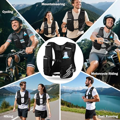 PLUSINNO Running Vest for Men Women, Runners Vest with 500ml Water Bottle - size: X-Small-Small (Chest 25"-33")