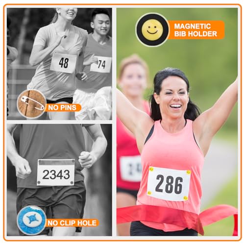 Magnetic Bib Clips for Runners Race Bib Clips Secures Running Athletes Bib Holders for Runner Marathon Cycling Marathon Running Essential Gift for Runner Men Women (Blue) - color: Blue