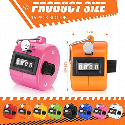Kathfly 16 Pcs Handheld Clicker Counter 4 Digit Mechanical - color: Multicolor