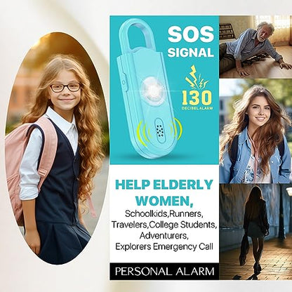 Personal Safety Alarm for Women Girls, 130dB Loud Siren + LED Light, Stylish Keychain, Easy-Pull Emergency Self-Defense for Night Safety, Running, Travel, College Students Self Defense Device Gift - color: Blue