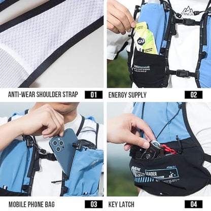 AWKSPORTS 5L Running Hydration Vest Backpack for Men Women, Adjustable & Lightweight, Front & Back Pockets for Essential Storage - style: Black with 1.5L Bladder