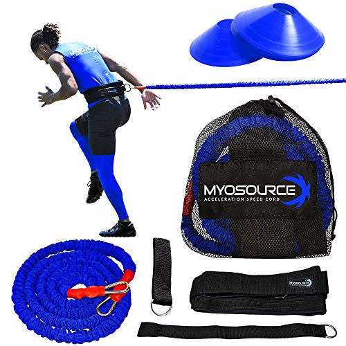 Acceleration Speed Cord Bungee Multi-Sport Resistance Training Kit - Improve Strength, Power, Agility, Vertical Jumping, Sprint Speed – 3 Waist Belt Sizes (S, M, L) Available - Kinetic Bands - size: Small (31 inch waist and under)