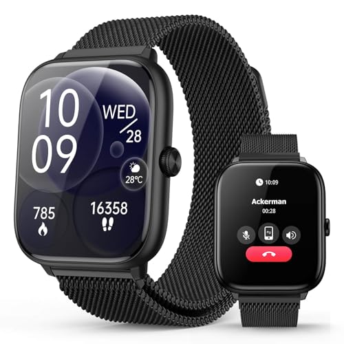 Luxury Black Metal Smart Watch for men with Magnetic Band, 2.06" AMOLED AOD - color: Midnight Black Metal