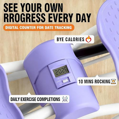 Rock Stepper, Side to Side Rocking Stepper Exercise Machine for Balance at Home, Low-Impact Lateral Stair Stepper with Resistance Bands & Digital Counter, 250 LBS Weight Capacity (Purple)