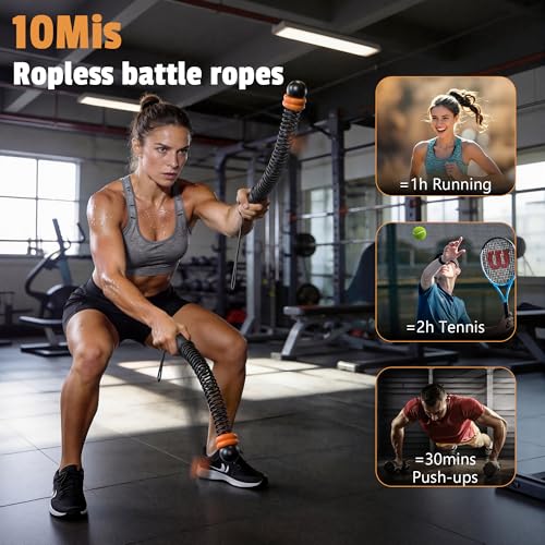 Portable Weighted Cordless Battle Ropes for Men & Women, Black