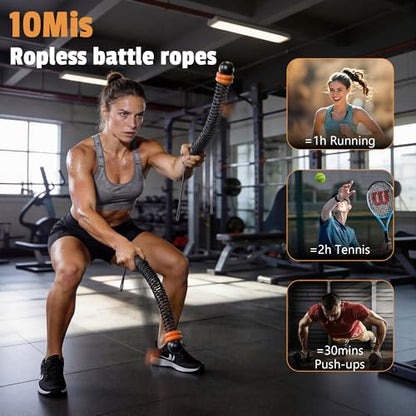 Portable Weighted Cordless Battle Ropes for Men & Women, Black