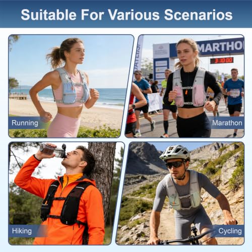 Running Vest for Women Men, Running Hydration Vest with Adjustable Chest Straps for Marathon Jogging Hiking Cycling - size: Gray, style: Running Vest