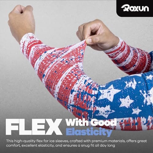 ROXUN Arm Sleeves Cooling UV Sun Protection Sport Compression for Men Women - color: 2 Pairs America Flag-2