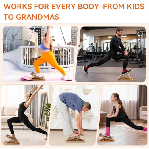 Slant Board for Calf Stretching – Adjustable, 300 Lbs Capacity, Wooden