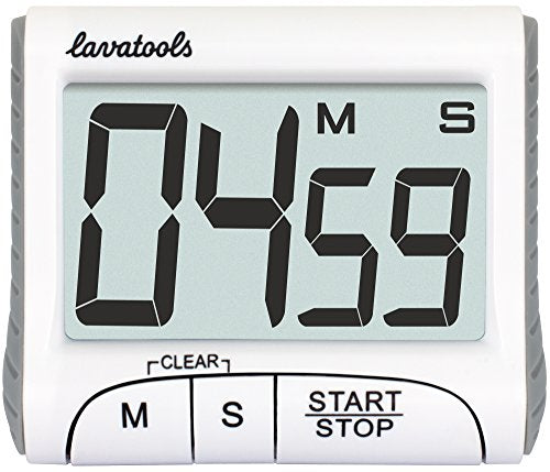 Lavatools KT1 Digital Kitchen Timer & Stopwatch, Large Display, Bold Digits, Simple Operation, Loud Alarm, Magnetic Kickstand for Cooking and Classroom - color: Milk