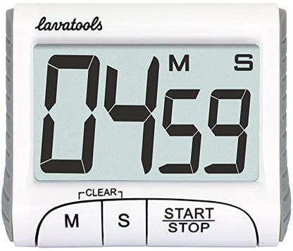 Lavatools KT1 Digital Kitchen Timer & Stopwatch, Large Display, Bold Digits, Simple Operation, Loud Alarm, Magnetic Kickstand for Cooking and Classroom - color: Milk