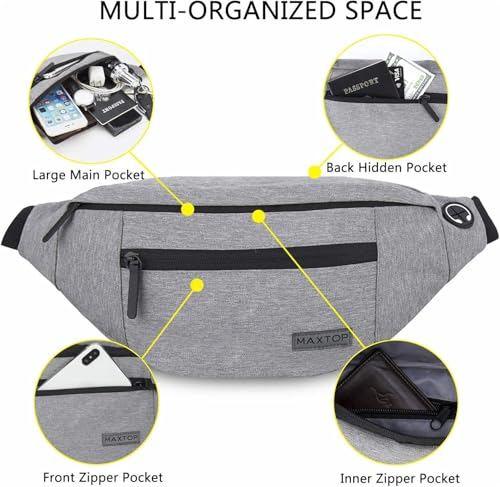 Crossbody Bags for Women Men Travel Essentials Fanny Pack Belt Bag - color: Grey