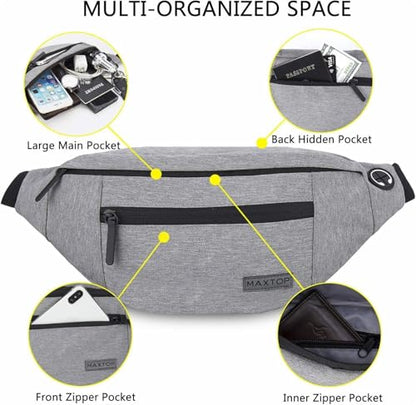Crossbody Bags for Women Men Travel Essentials Fanny Pack Belt Bag - color: Grey
