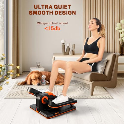 UPREIGN Under Desk Elliptical, Portable Seated Elliptical Exercise Machine, with Touch Screen Control Panel and Remote Control for Home or Office Use. Wireless Connectivity Enabled.